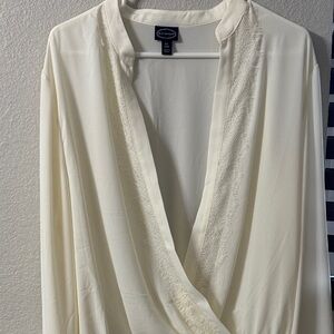 Eloquii Cream Surplice Bodysuit